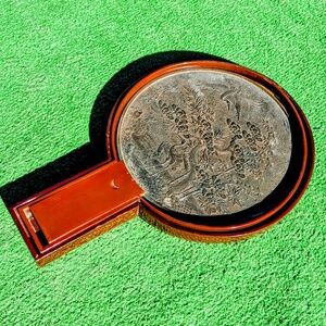 Japanese Antique Shinto Shinkyo Bronze Mirror Meiji Temple Fujiwara Mitsunaga